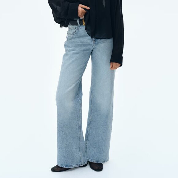 H&M Bleecker High Rise Wide Leg Jeans, Light Blue - Picture 1 of 3